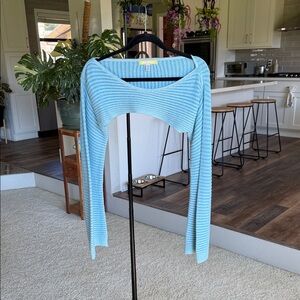 URBAN OUTFITTERS-Light Blue Ribbed Cropped Sweater